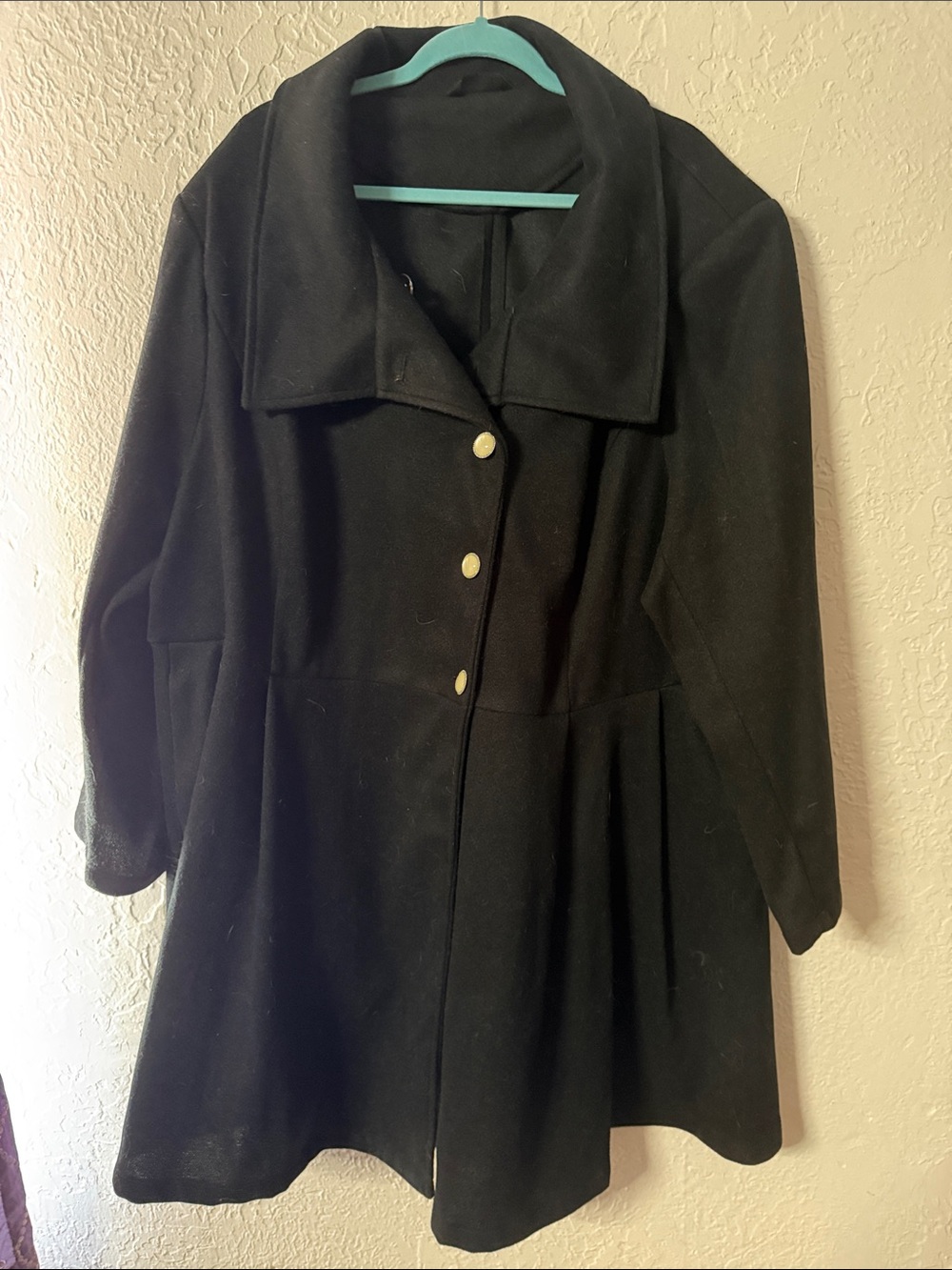 BloomChic Black Pea Coat with Gold Buttons